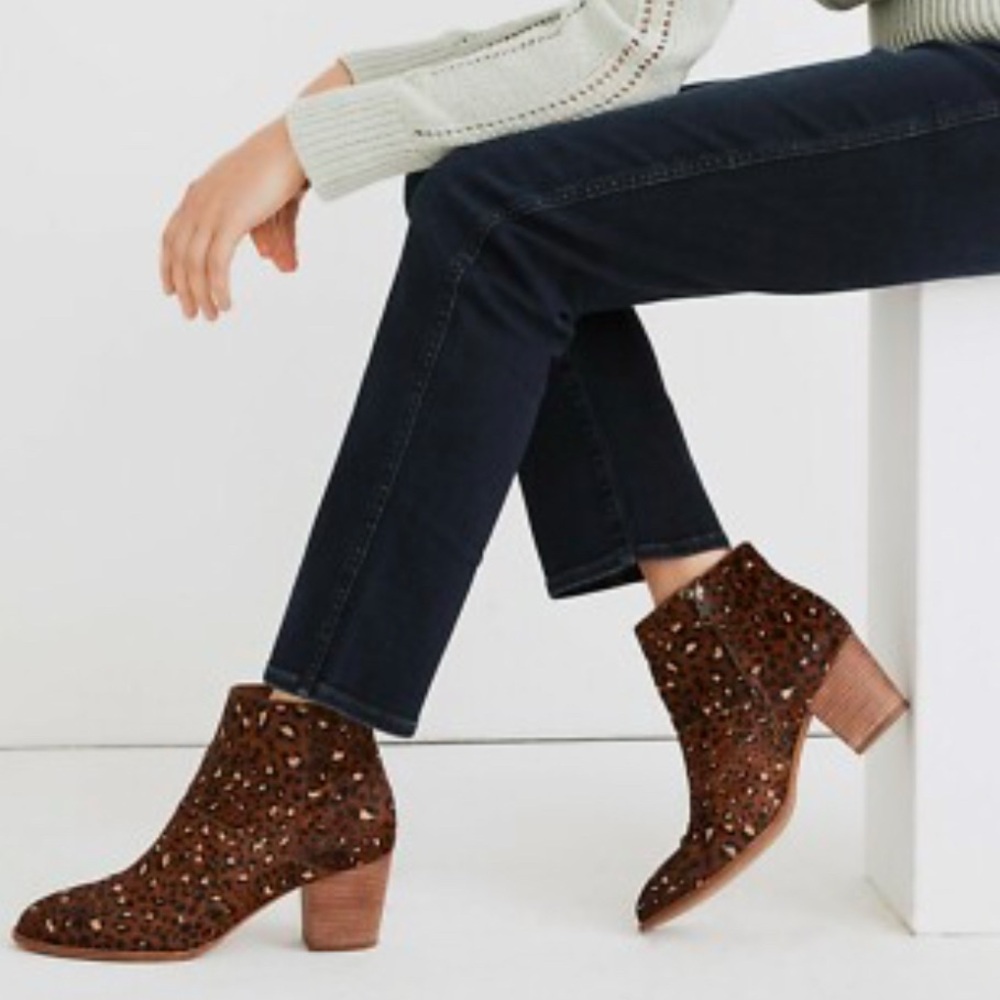 Madewell Rosie Calf Hair Ankle Boot Brown Size 8
